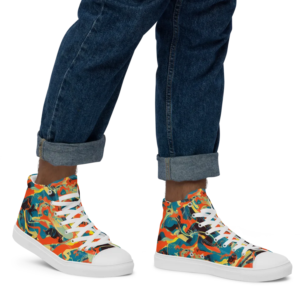 Abstract Tango on Men's High Top Canvas Shoes — Right