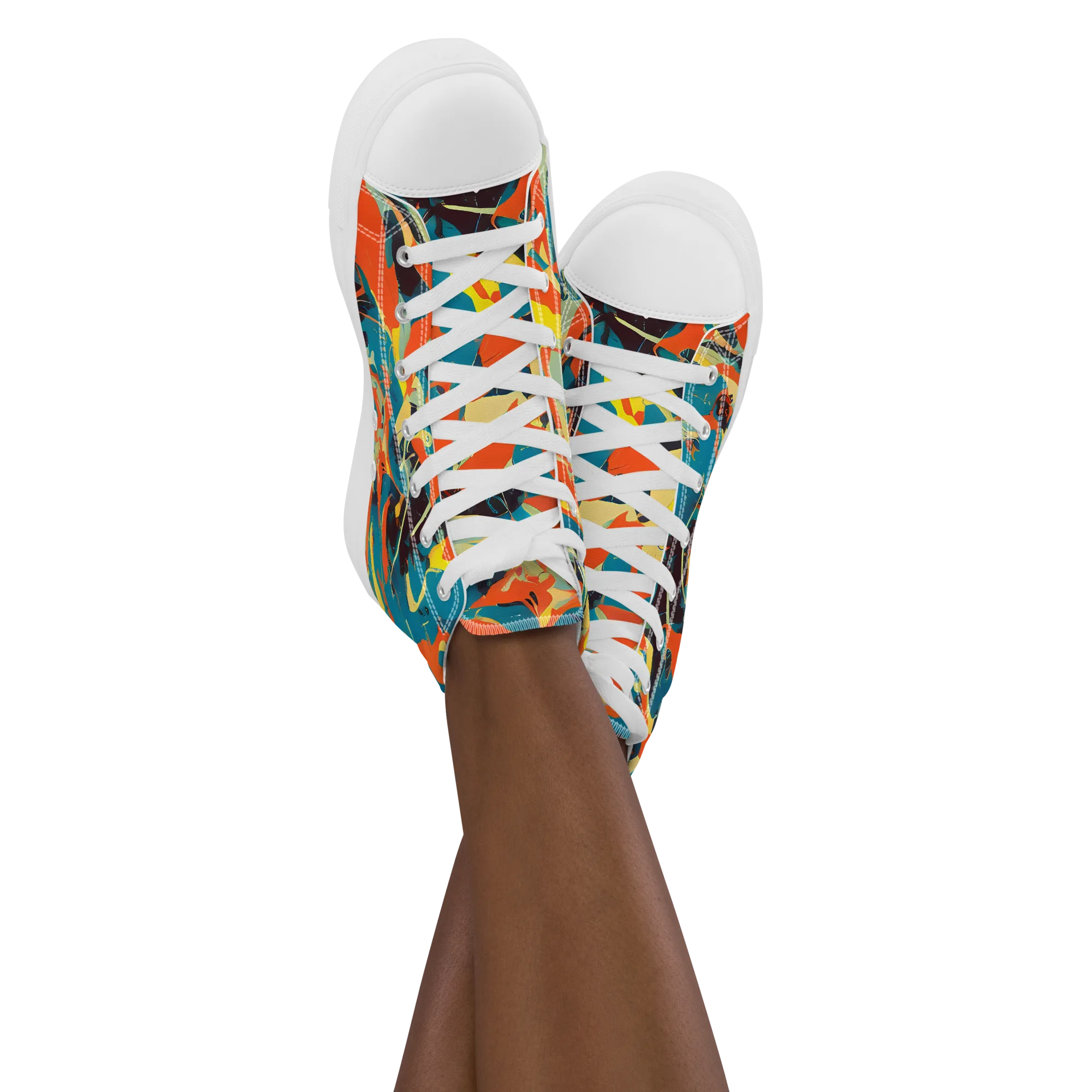 Abstract Tango on Women's High Top Canvas Shoes — Front