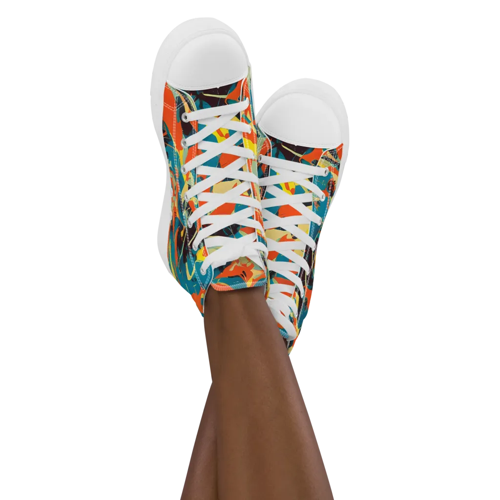 Abstract Tango on Women's High Top Canvas Shoes — Front