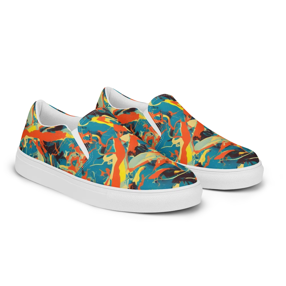 Abstract Tango on Men's Slip-On Canvas Shoes — Right Front