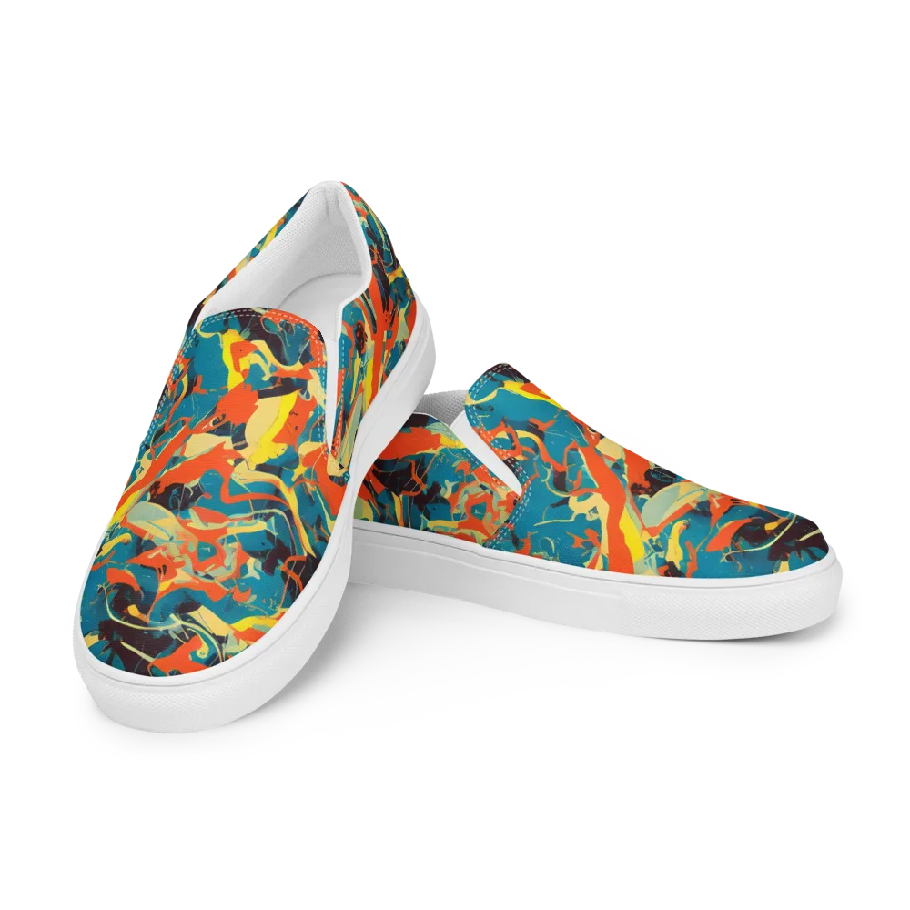Abstract Tango on Men's Slip-On Canvas Shoes — Left Front