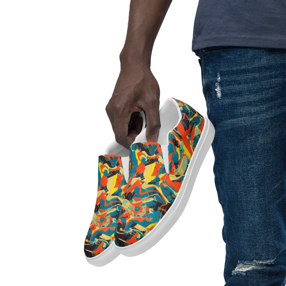 Abstract Tango on Men's Slip-On Canvas Shoes — Left Front