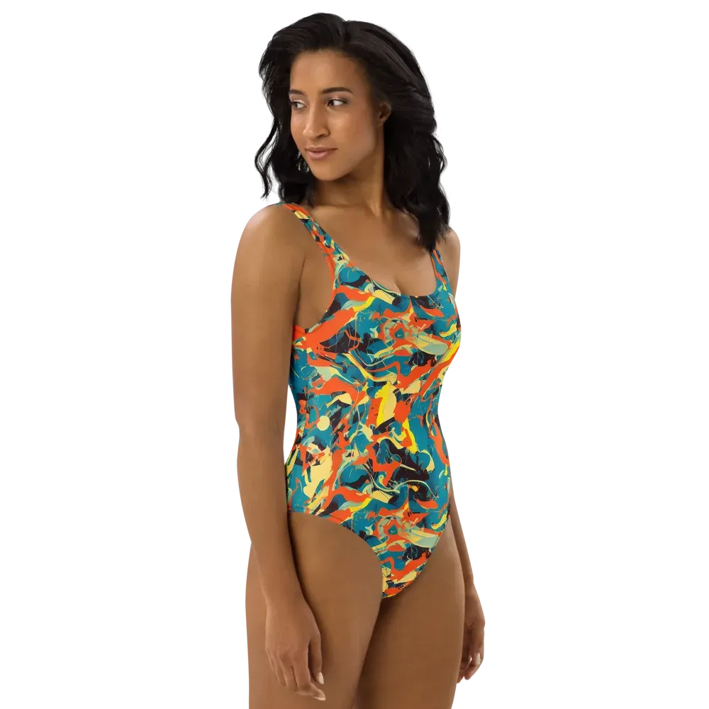 Abstract Tango on One-Piece Swimsuit — Right