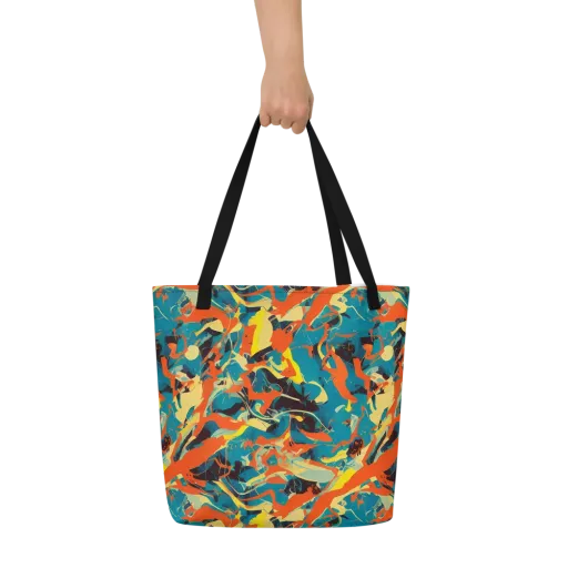 Abstract Tango on a Large Tote Bag W/ Pocket