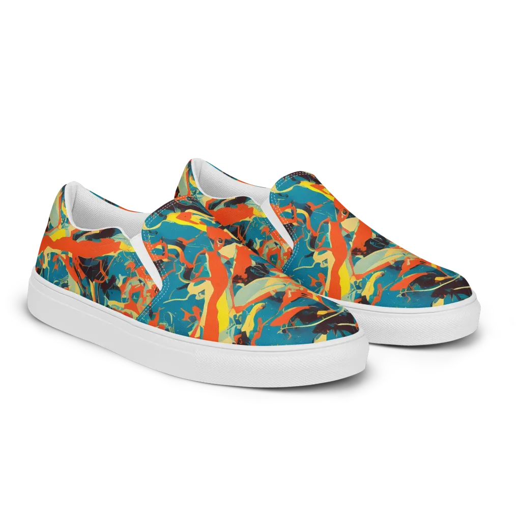 Abstract Tango on Women's Slip-On Canvas Shoes — Right Front
