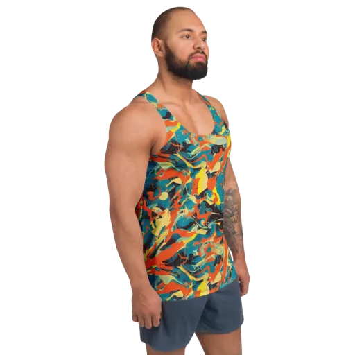 Abstract Tango on a Men's Tank Top