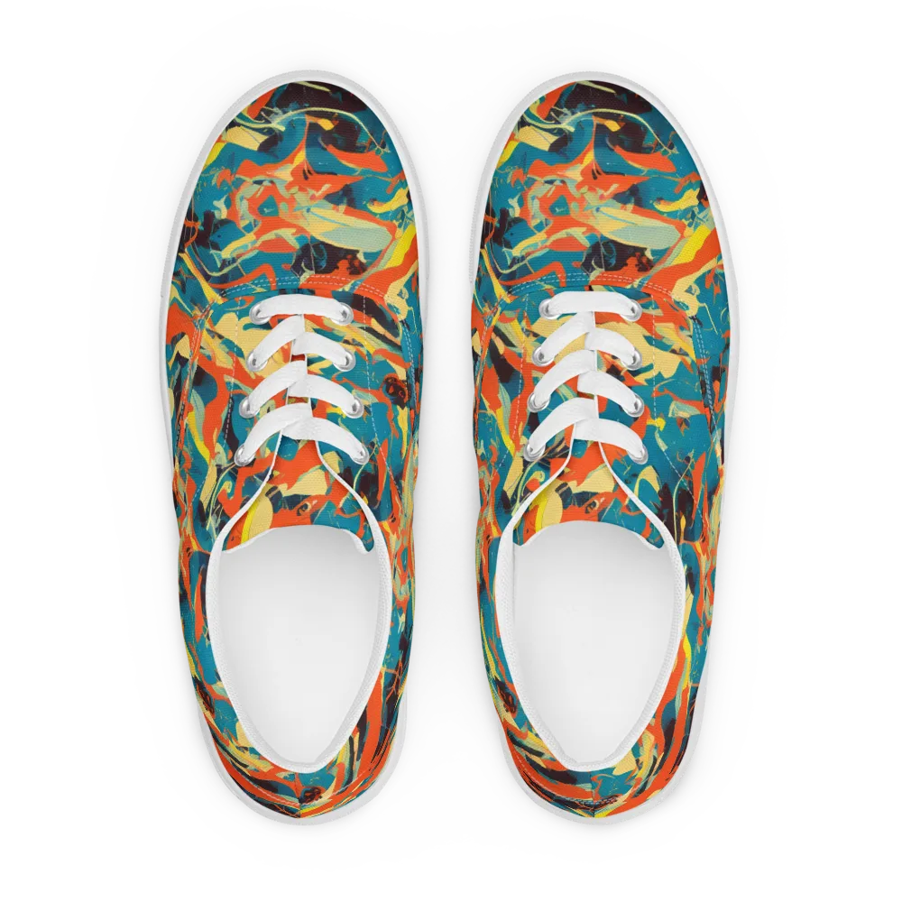 Abstract Tango on Men's Lace-Up Canvas Shoes — Front