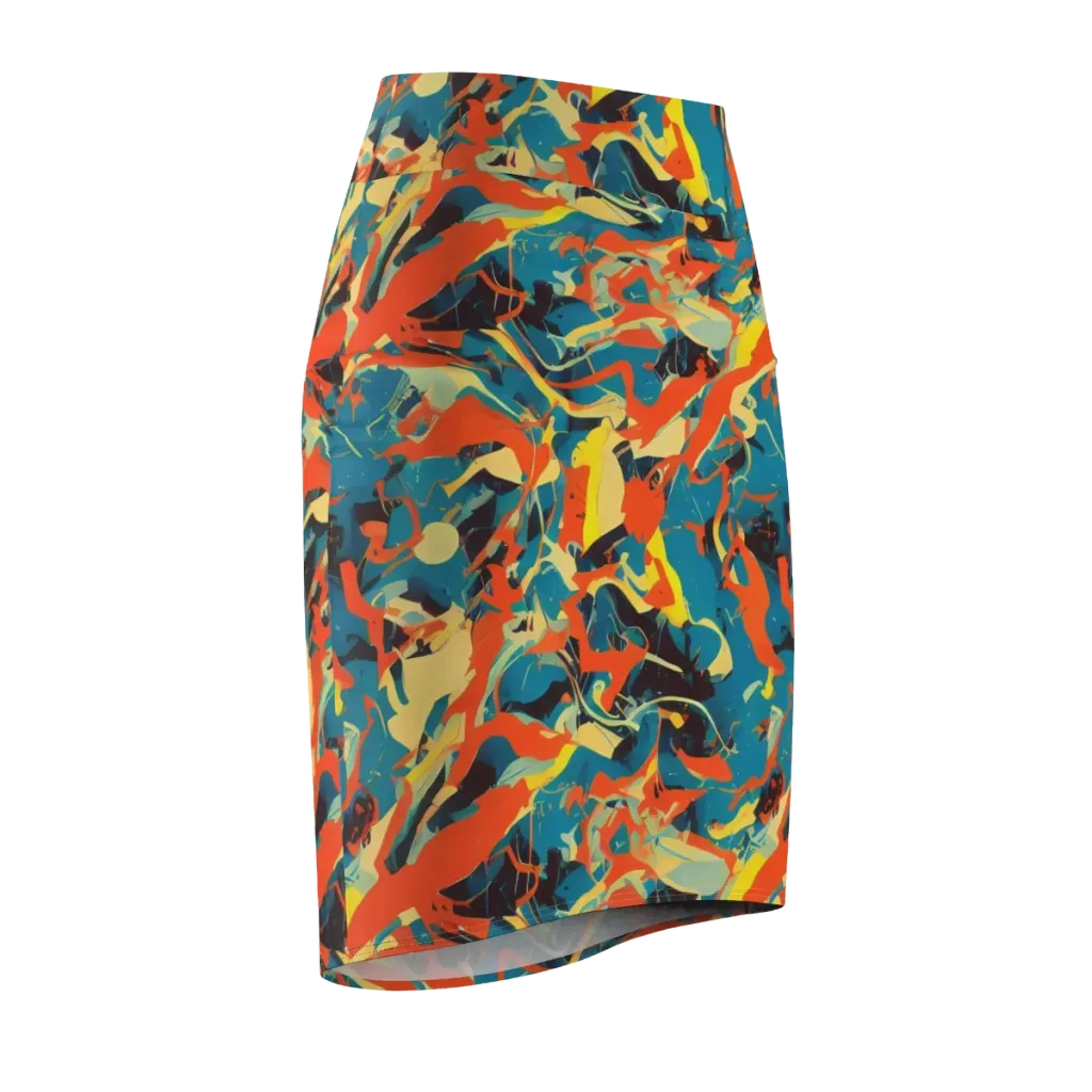 Abstract Tango on Pencil Skirt — Front Side