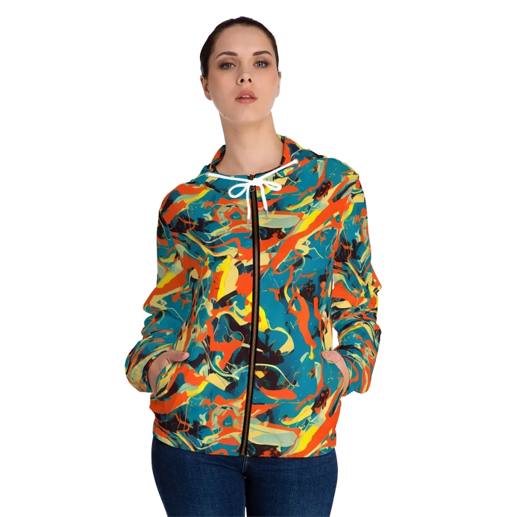 Abstract Tango on Women's Full-Zip Hoodie — Front On Person