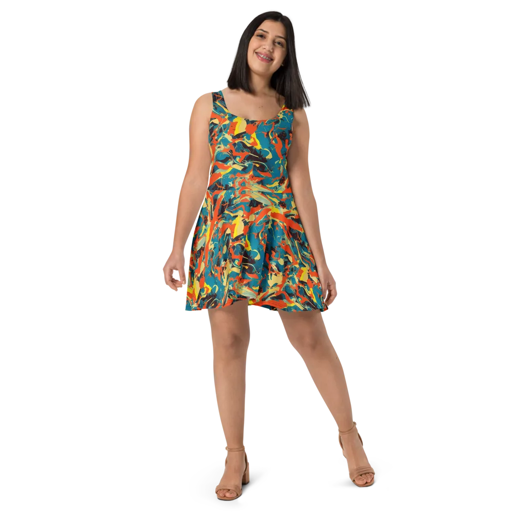 Abstract Tango on Skater Dress — Front