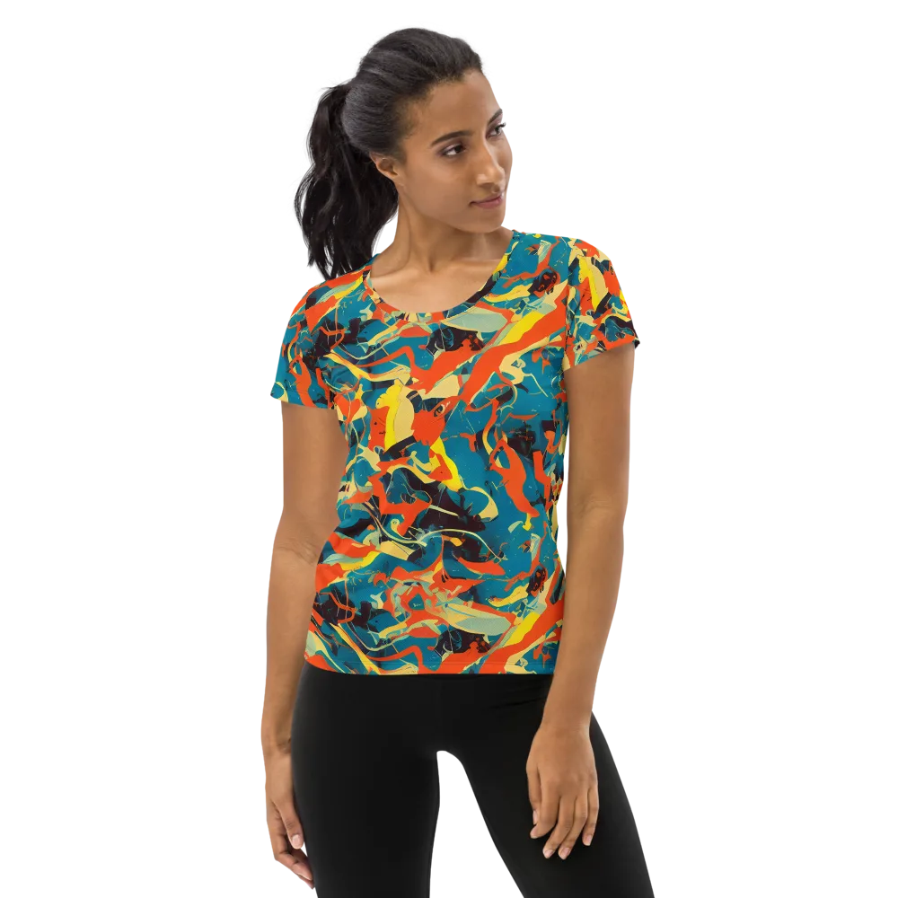 Abstract Tango on Women's Athletic T-Shirt — Front