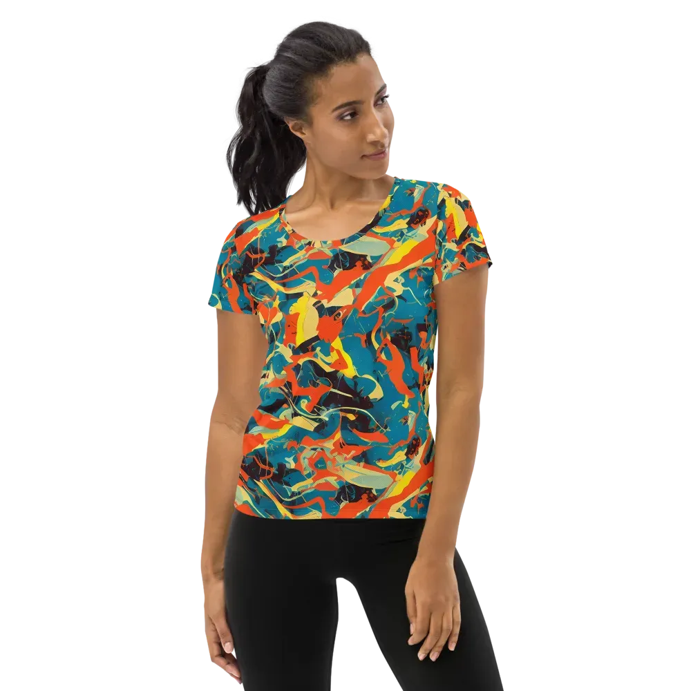 Abstract Tango on Women's Athletic T-Shirt — Front