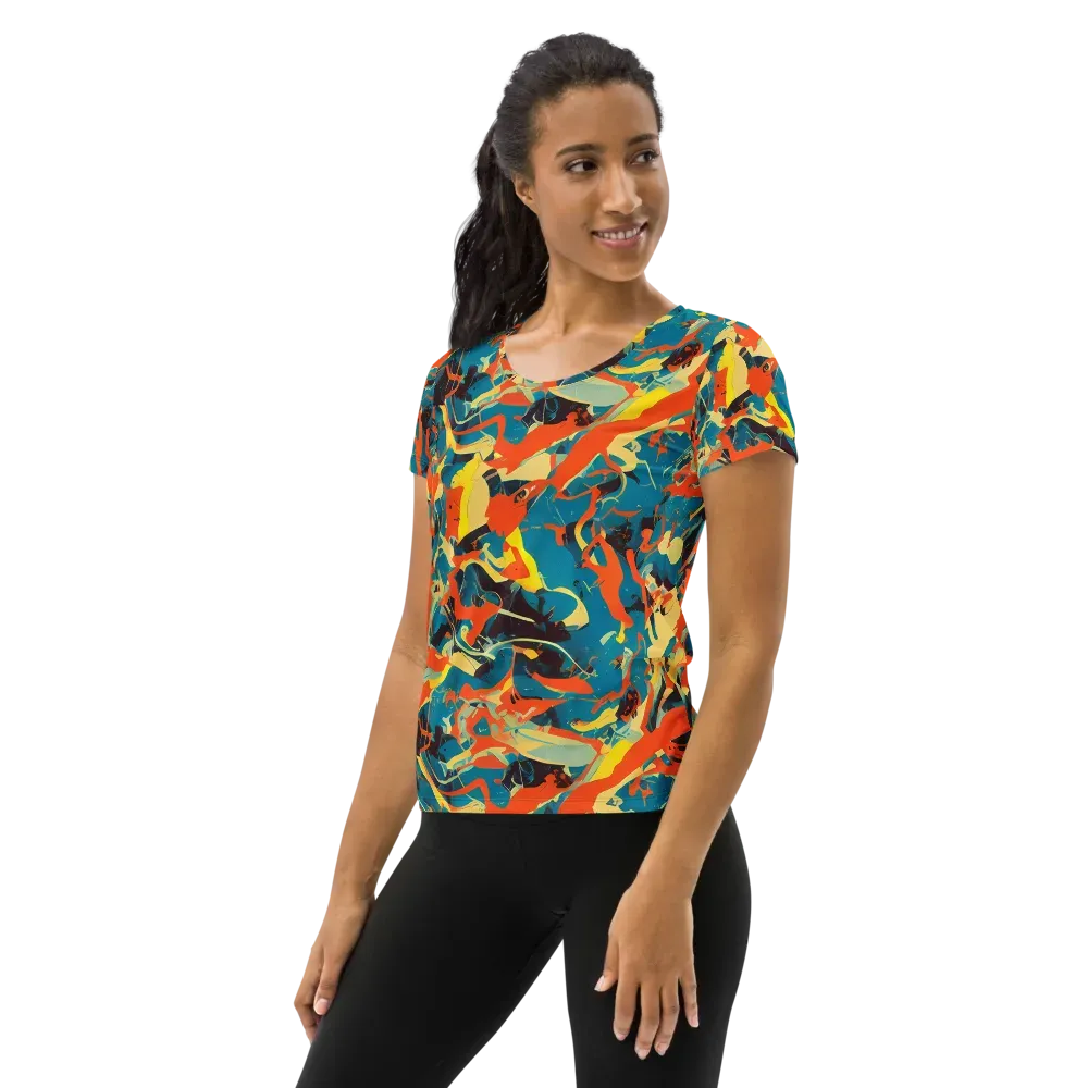 Abstract Tango on Women's Athletic T-Shirt — Left