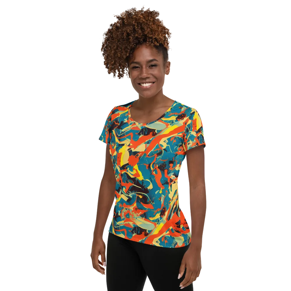 Abstract Tango on Women's Athletic T-Shirt — Left