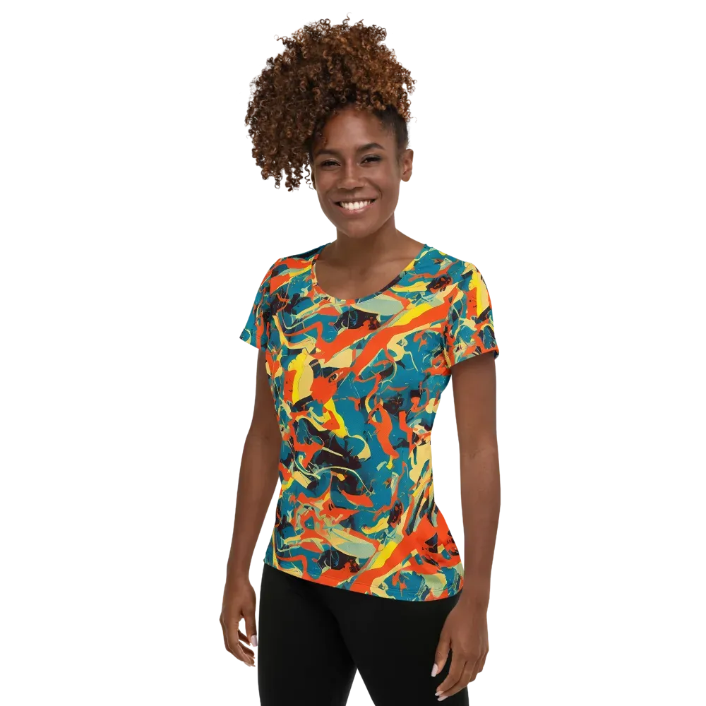 Abstract Tango on Women's Athletic T-Shirt — Left