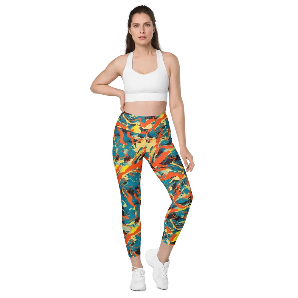 Abstract Tango on Leggings with Pockets — Front
