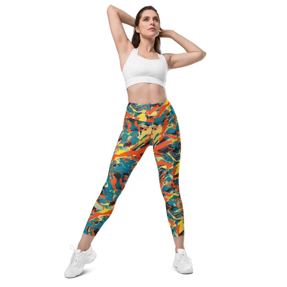Abstract Tango on Leggings with Pockets — Front