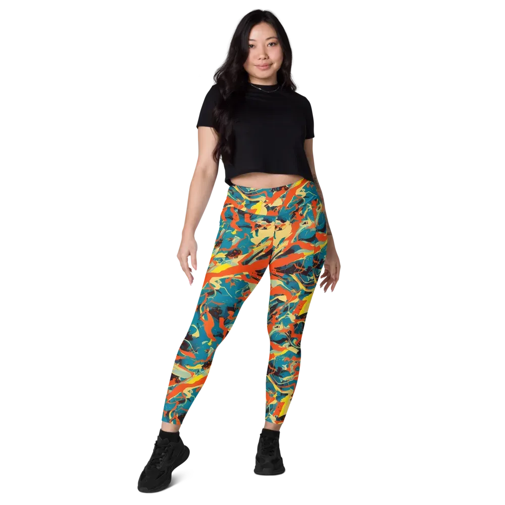 Abstract Tango on Leggings with Pockets — Front