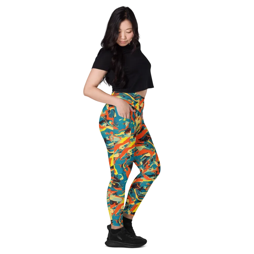 Abstract Tango on Leggings with Pockets — Right