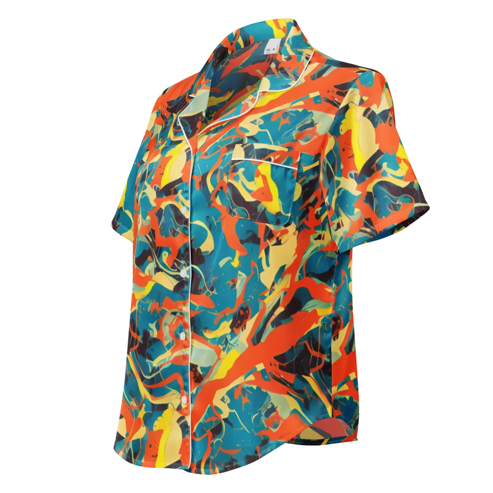 Abstract Tango on Women's Short Sleeve Pajama Top — Left Front