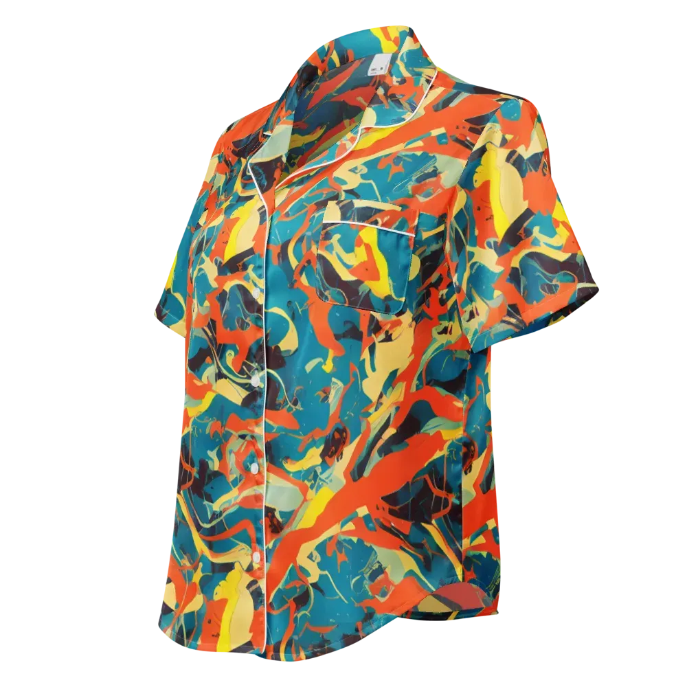 Abstract Tango on Women's Short Sleeve Pajama Top — Left Front