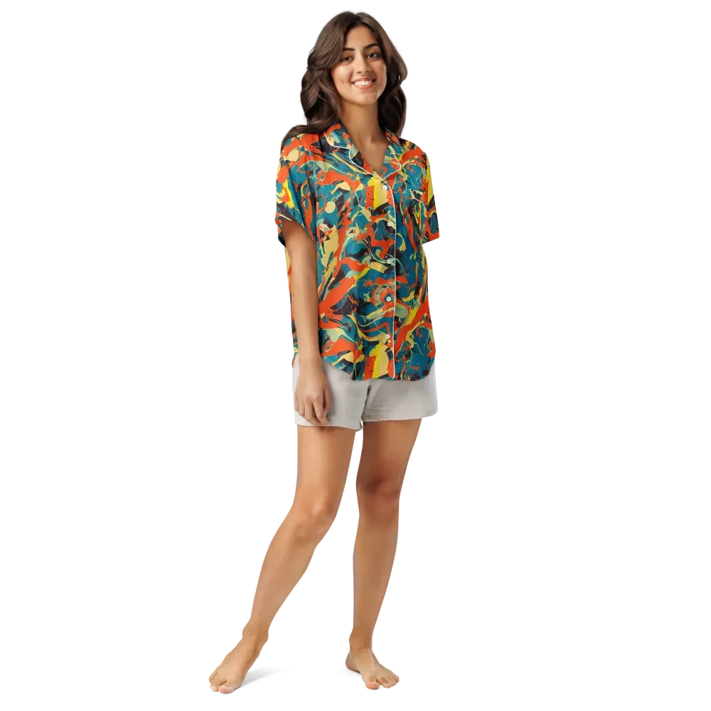 Abstract Tango on Women's Short Sleeve Pajama Top — Front