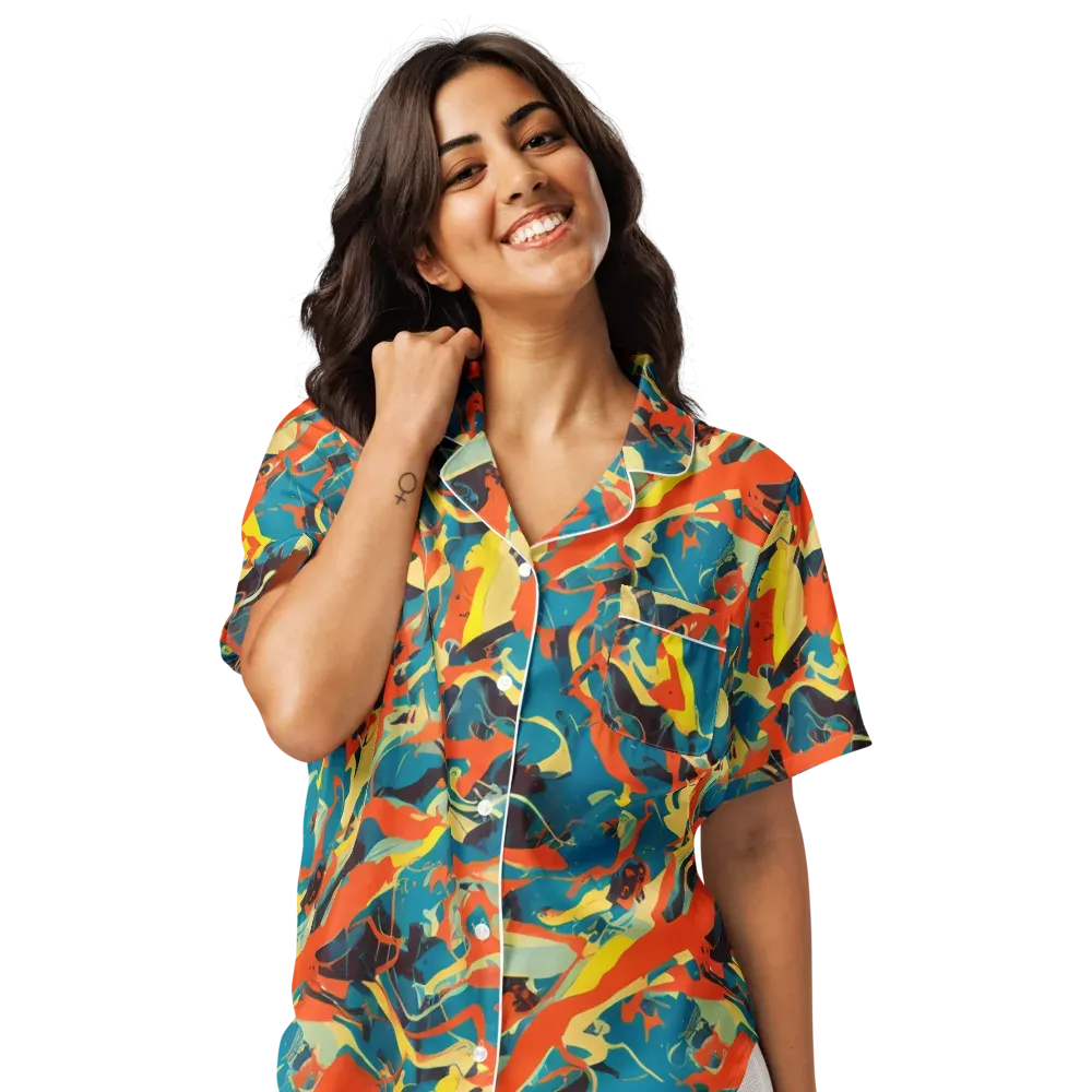 Abstract Tango on Women's Short Sleeve Pajama Top — Front