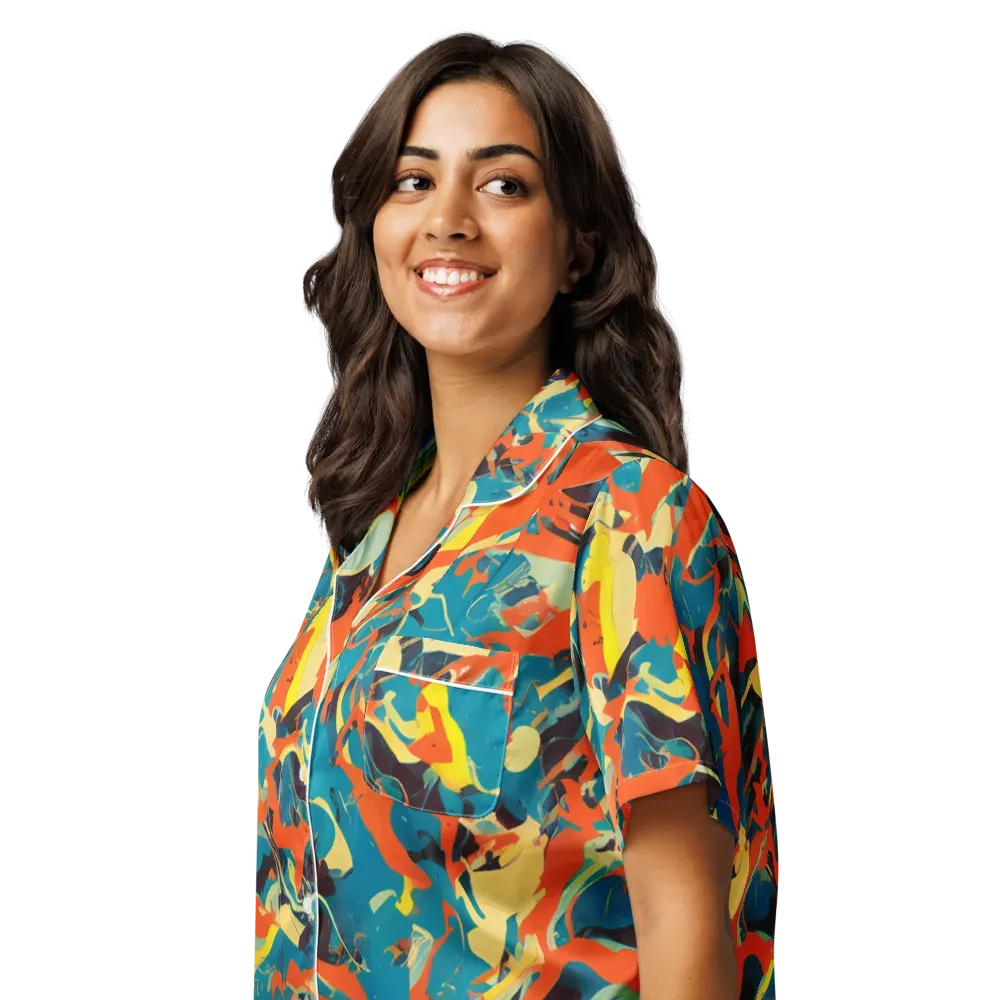 Abstract Tango on Women's Short Sleeve Pajama Top — Left Front