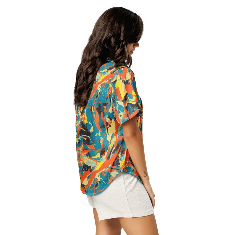 Abstract Tango on Women's Short Sleeve Pajama Top — Right Back