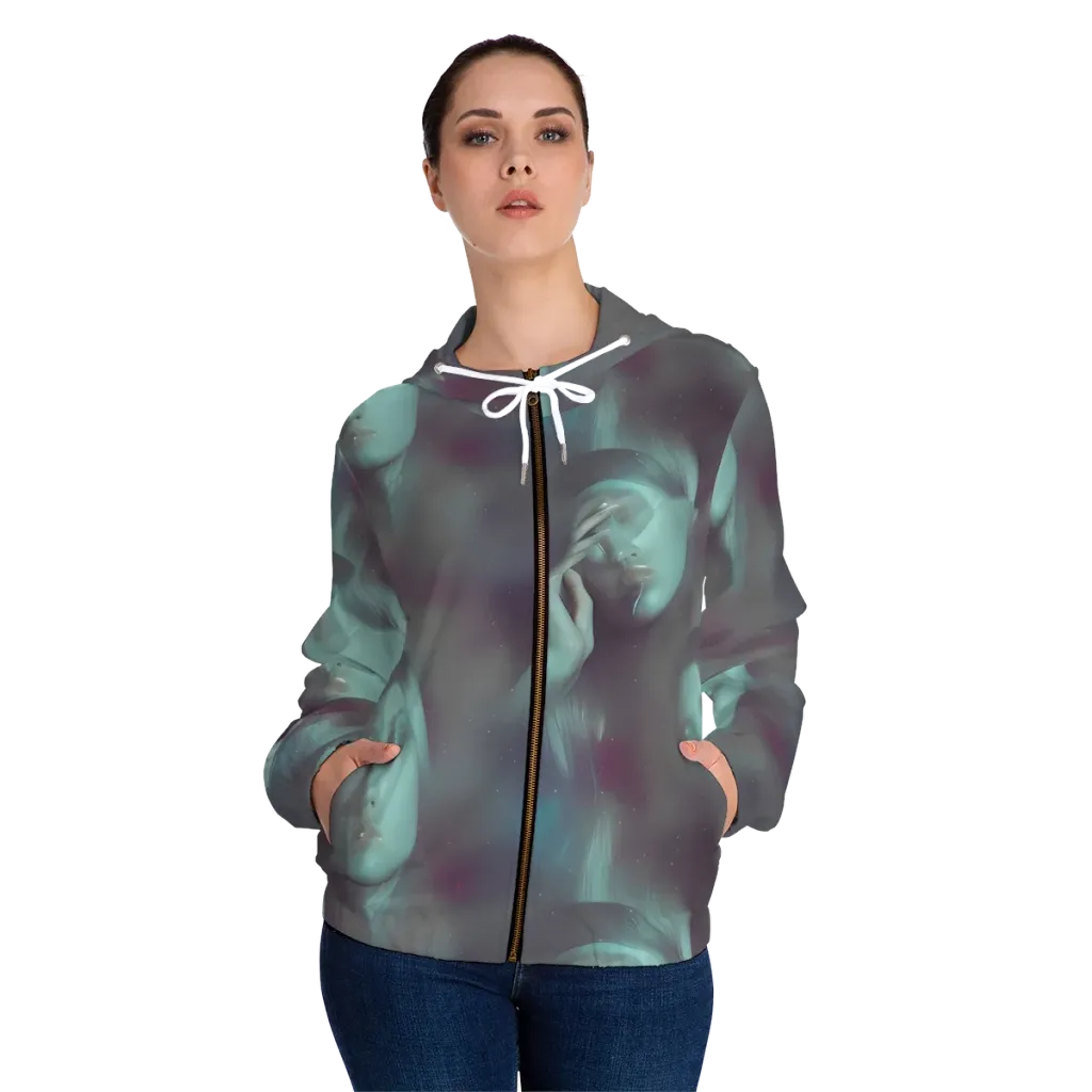 Surreal Dreams on Women's Full-Zip Hoodie — Front On Person