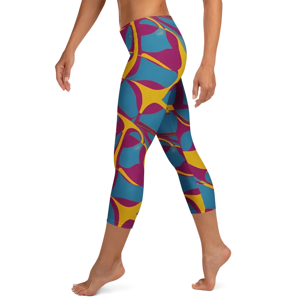 Teal Voltage on Capri Leggings — Left