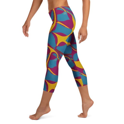 Teal Voltage on a Capri Leggings
