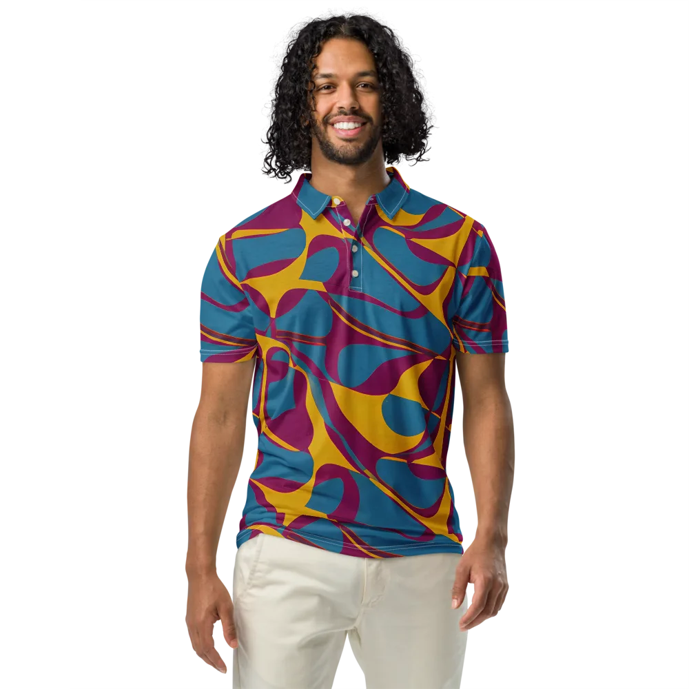 Teal Voltage on Men's Slim Fit Polo Shirt — Front