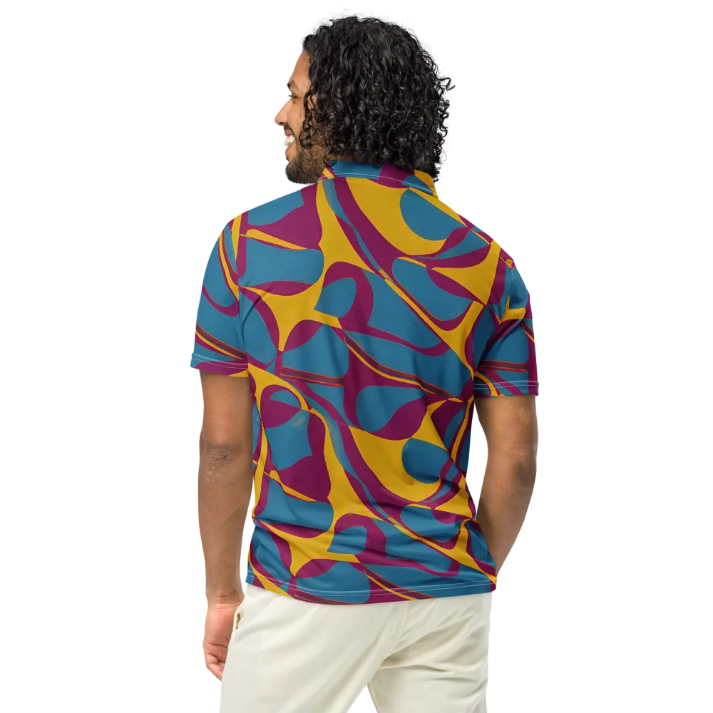 Teal Voltage on Men's Slim Fit Polo Shirt — Back