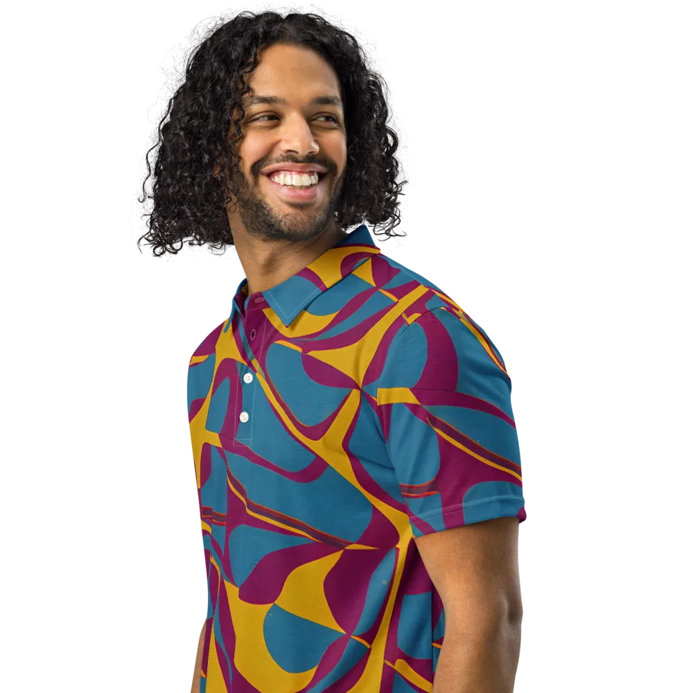 Teal Voltage on Men's Slim Fit Polo Shirt — Left Front