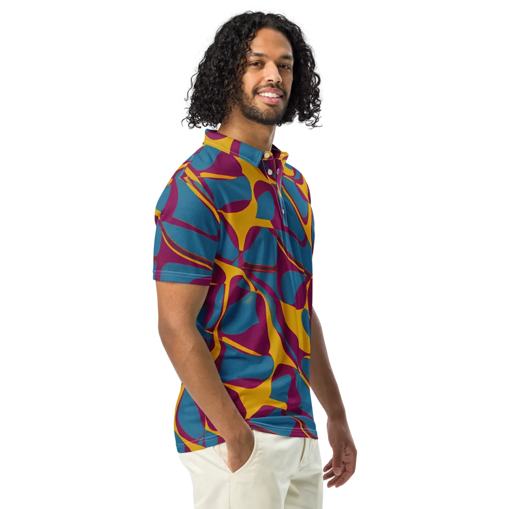 Teal Voltage on Men's Slim Fit Polo Shirt — Right Front