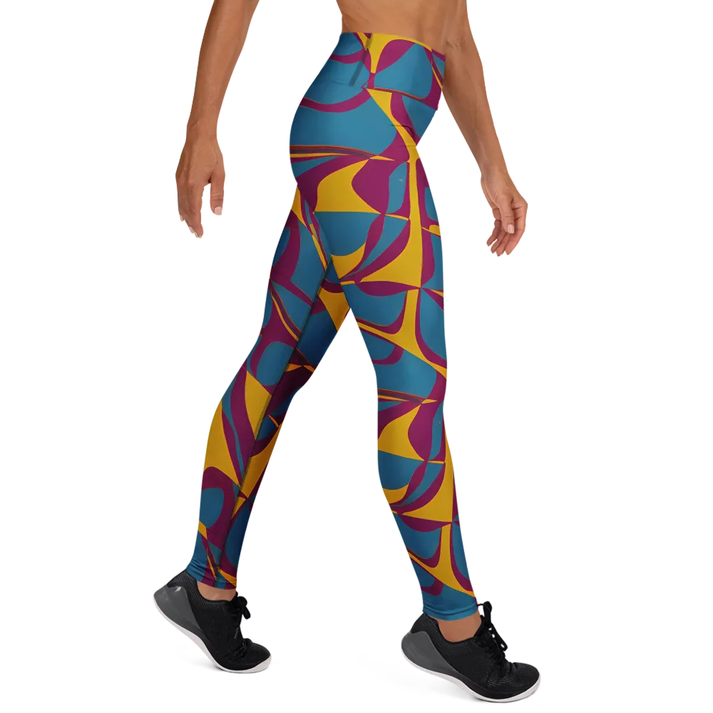 Teal Voltage on Yoga Leggings — Right