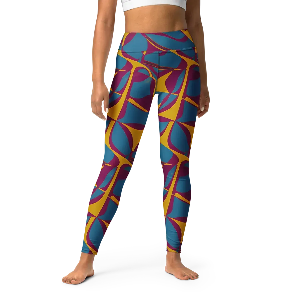 Teal Voltage on Yoga Leggings — Front