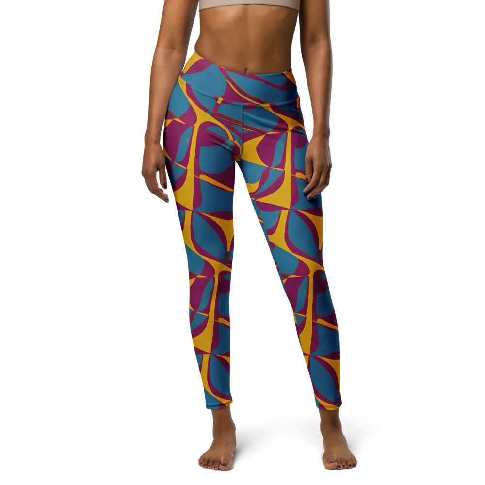 Teal Voltage on Yoga Leggings — Front