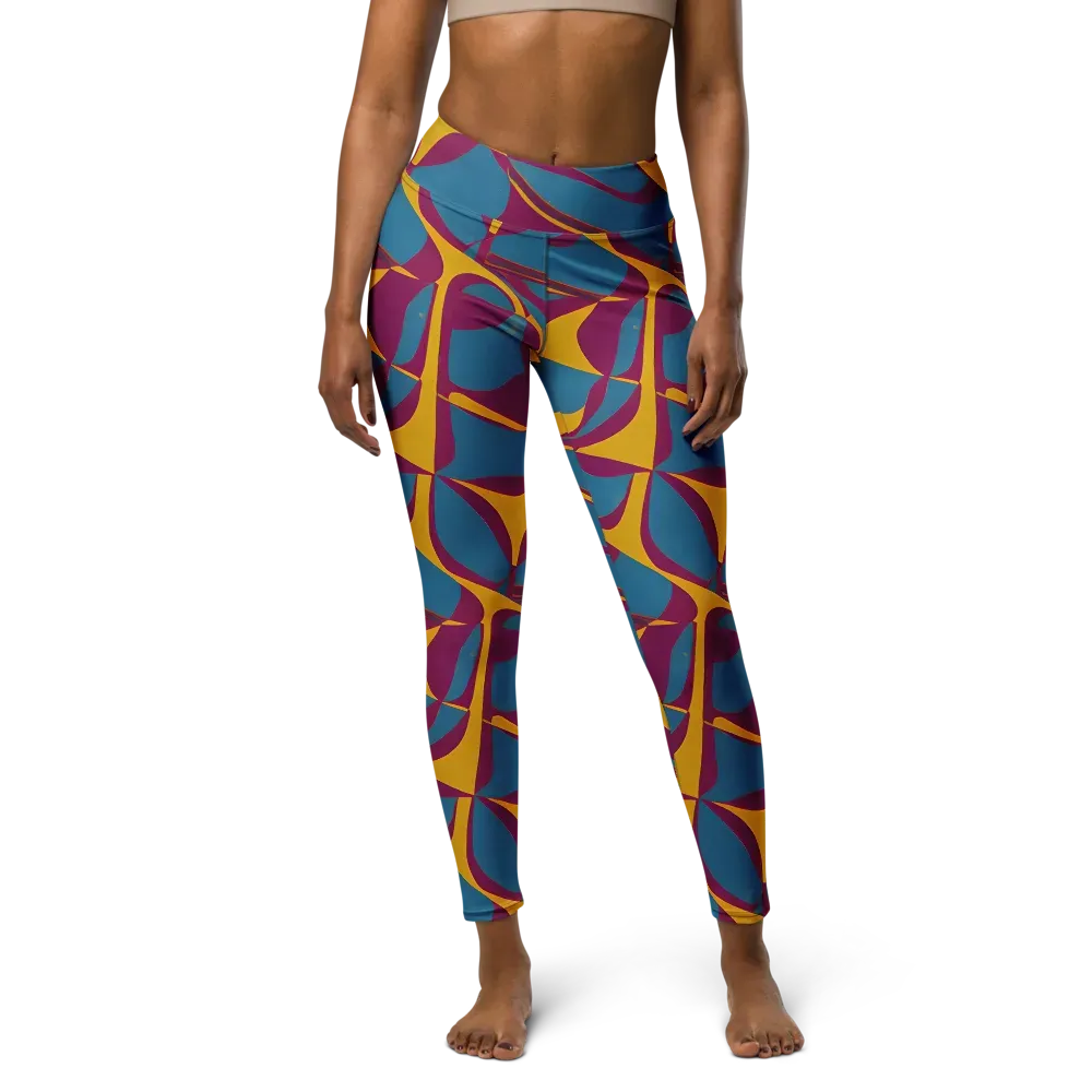 Teal Voltage on Yoga Leggings — Front