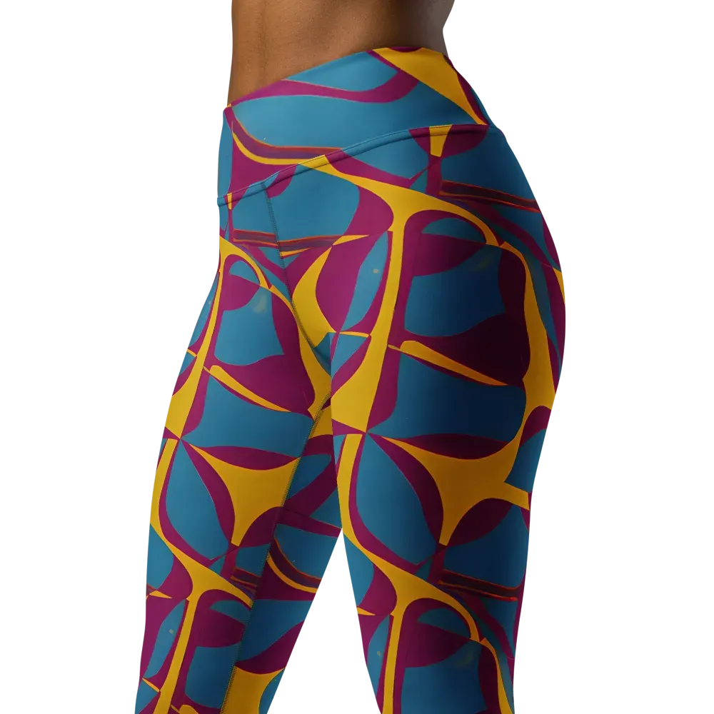 Teal Voltage on Yoga Leggings — Left Front
