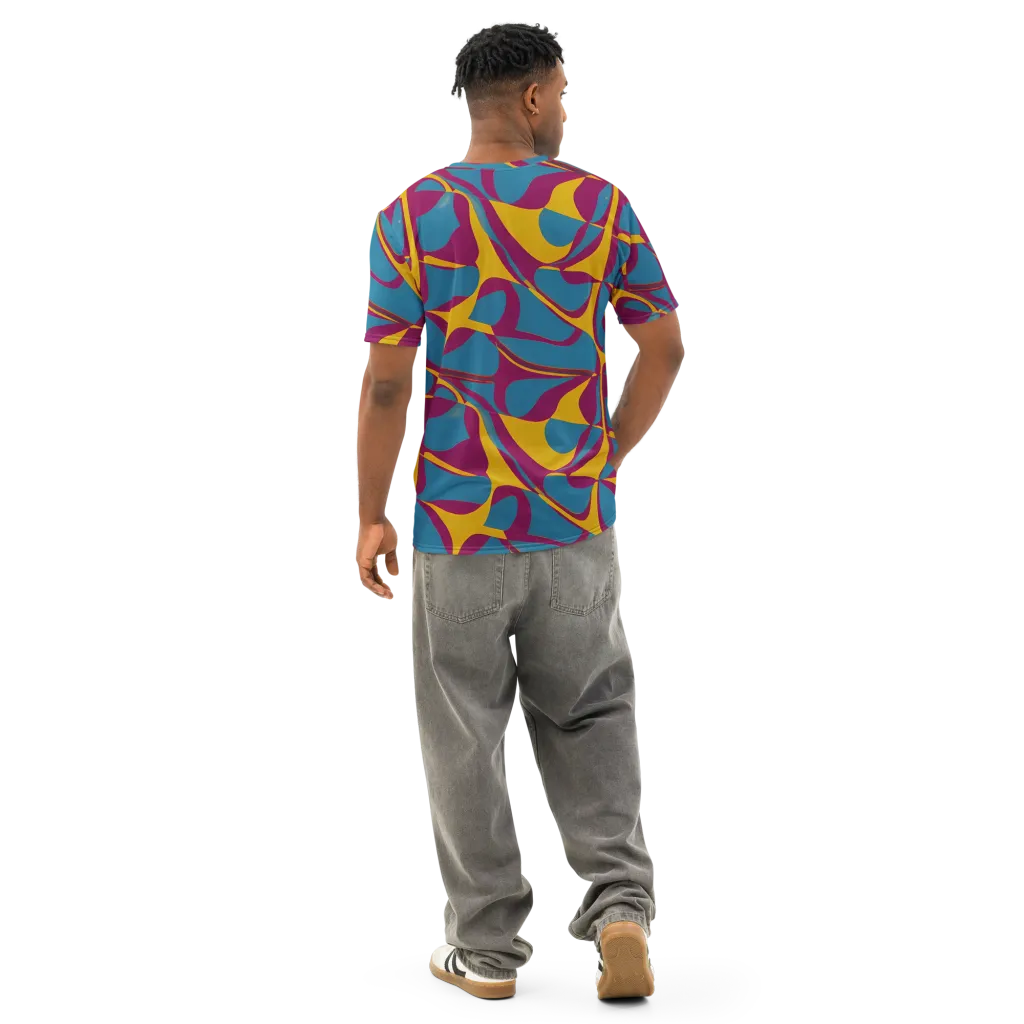 Teal Voltage on Men's Cotton Crew Neck T-Shirt — Back