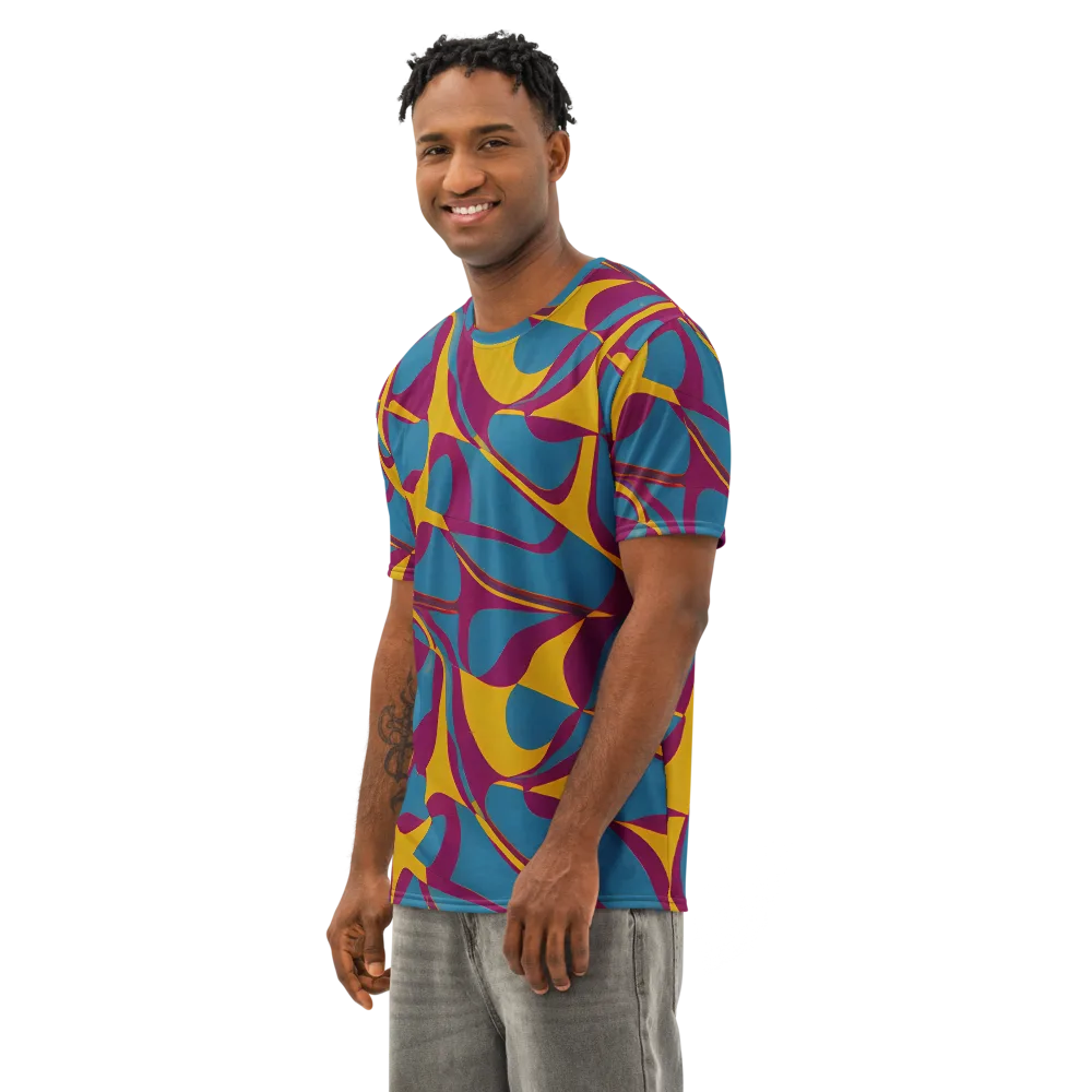 Teal Voltage on Men's Cotton Crew Neck T-Shirt — Left Front