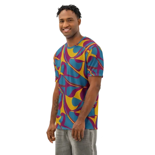 Teal Voltage on a Men's Cotton Crew Neck T-Shirt