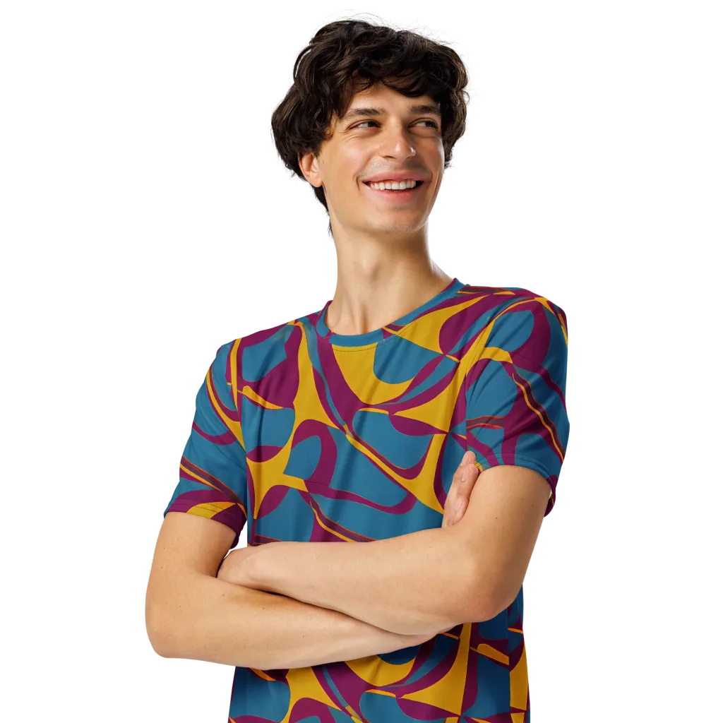 Teal Voltage on Men's Crew Neck T-Shirt — Left Front