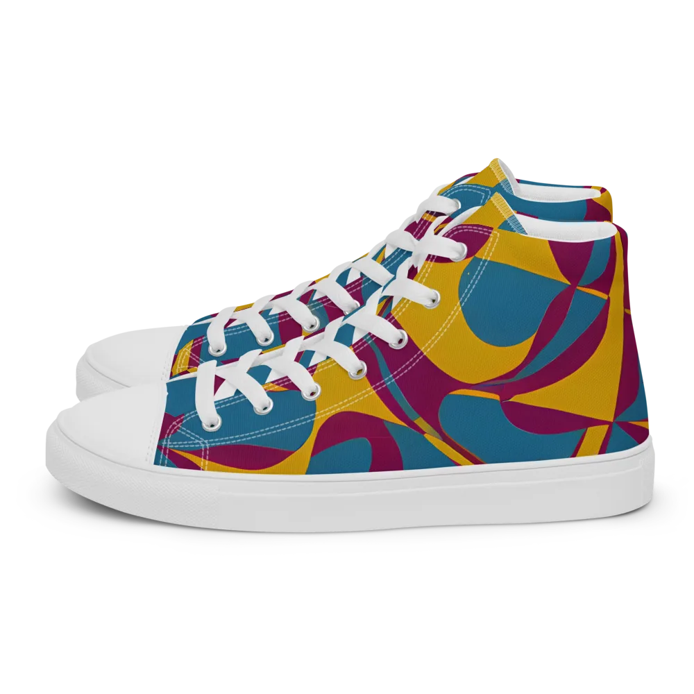 Teal Voltage on Men's High Top Canvas Shoes — Left