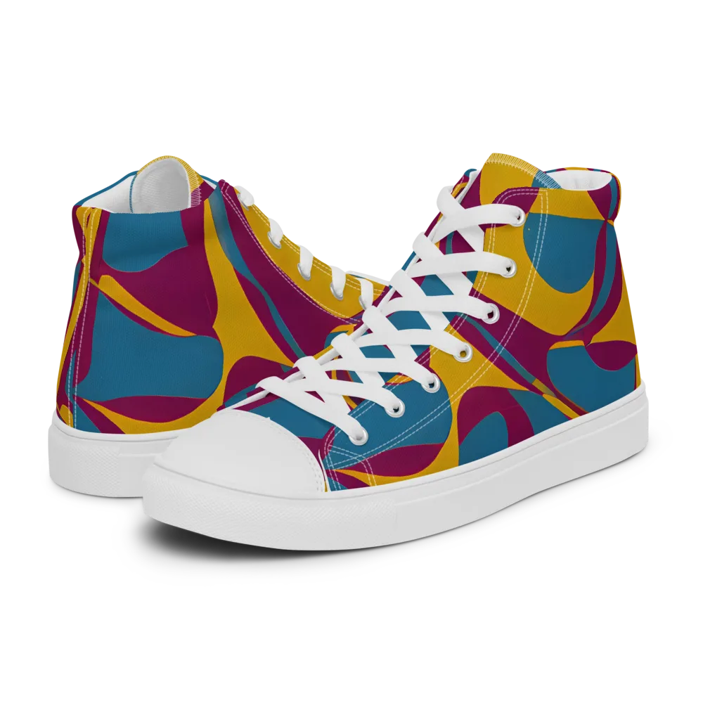 Teal Voltage on Men's High Top Canvas Shoes — Left