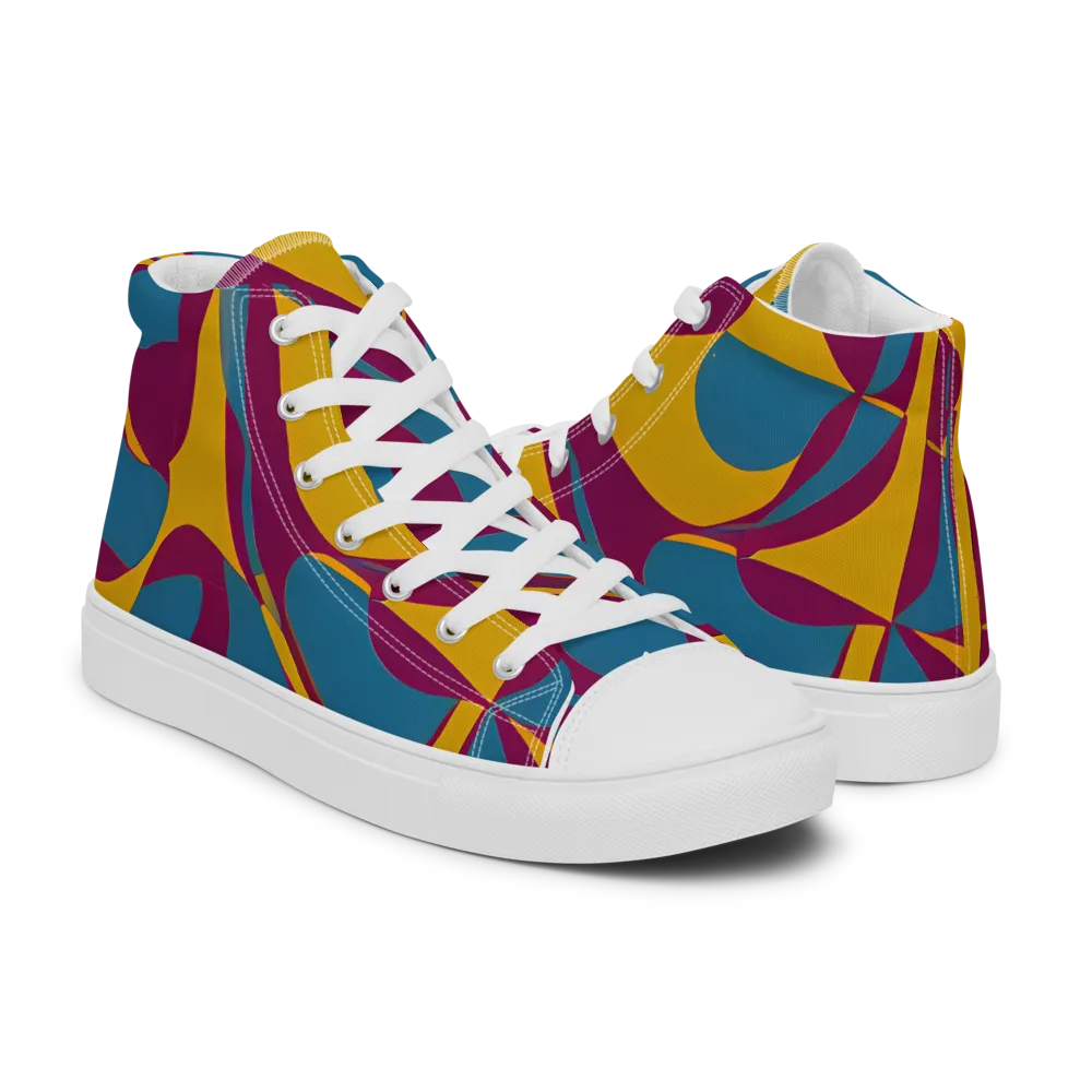 Teal Voltage on Men's High Top Canvas Shoes — Right