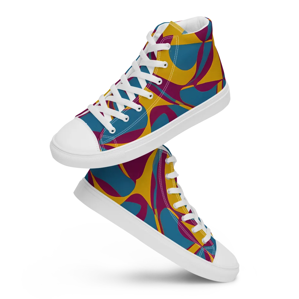 Teal Voltage on Men's High Top Canvas Shoes — Front