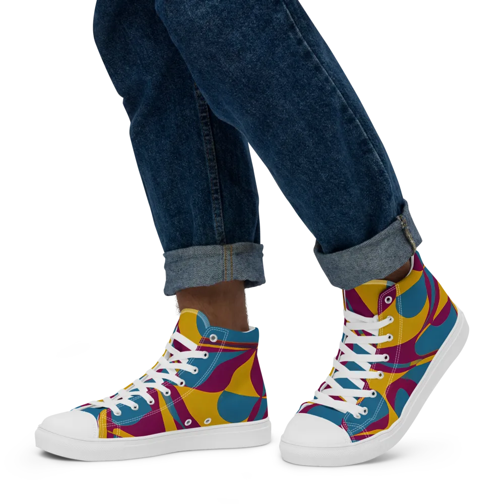 Teal Voltage on Men's High Top Canvas Shoes — Left